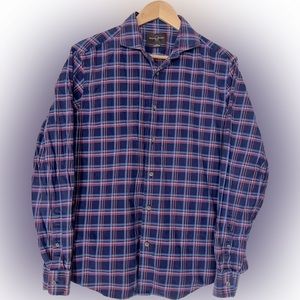 Black Brown 1826 Plaid long sleeve shirt - Large